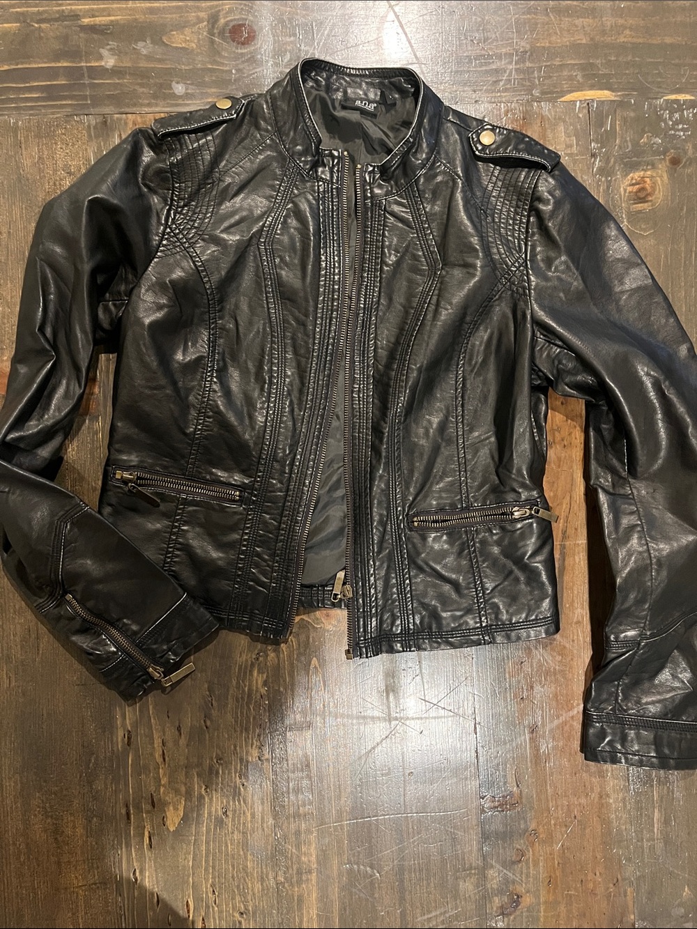 a.n.a Black Faux Leather Moto Jacket